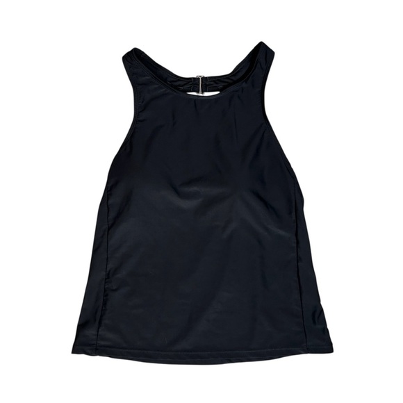 TROPICAL ESCAPE Black Tankini Swim Top sz 10 Racerback Removable Cup Pads - Picture 3 of 7